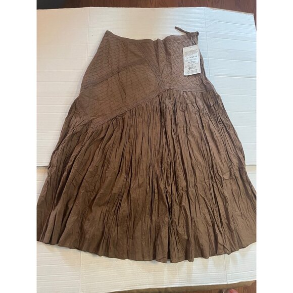 NWT- Boho Brown Crinkle maxi Skirt Size 12 fashion bug100% Cotton Made In India - Picture 7 of 12